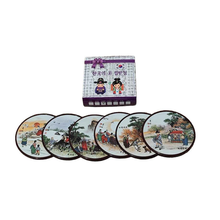 Korean Genre Picture Coasters- Set of 6