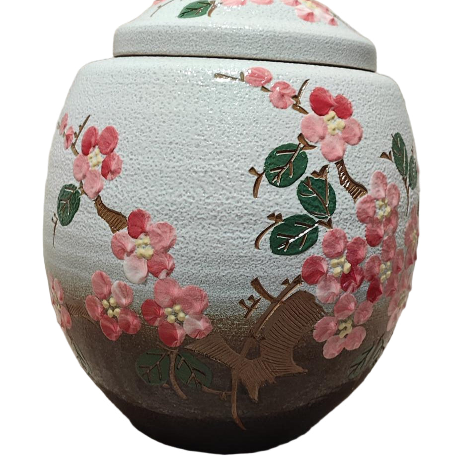 Korean Hand Painted Ceramic Cherry Blossom Pot- Small