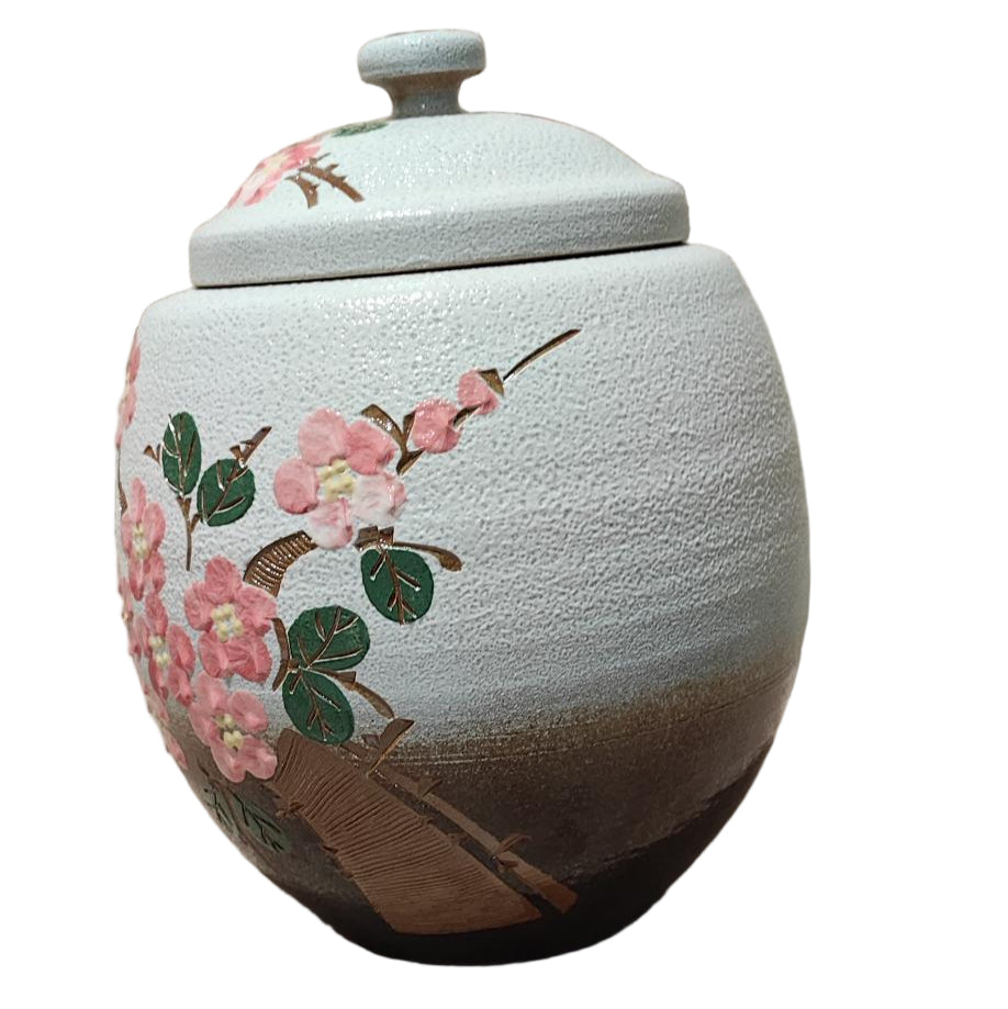 Korean Hand Painted Ceramic Cherry Blossom Pot- Small